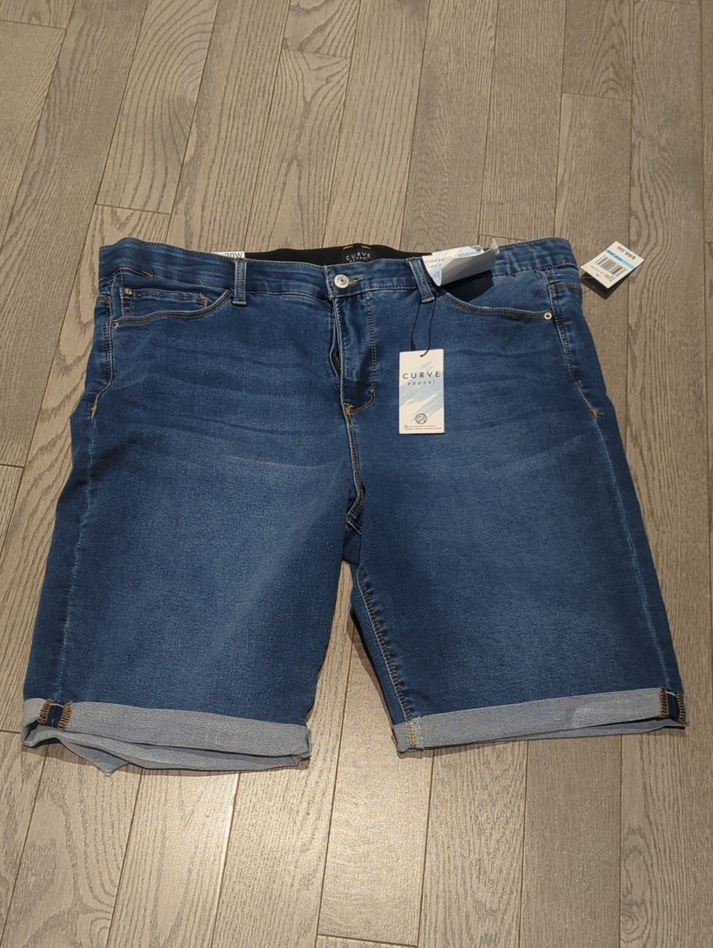 Women's Dark Blue Denim Stretch Shorts - Pure Collection - Size 20w NWT